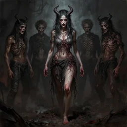 digital painting of a criminally insane young woman possessed by demons, unkempt, wrinkled, full body, gaunt, highly disturbing, by artgerm, tooth wu, dan mumford, beeple, wlop, rossdraws, james jean, marc simonetti, artstation