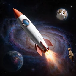 rocket : : dog, space : : cat, outer space, galaxies, james webb, uhd