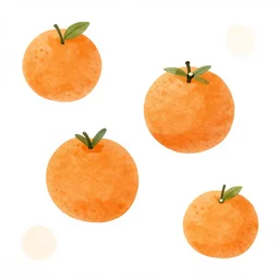 minimalist watercolor art oranges on white background, illustration, vector art