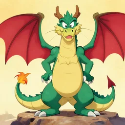 an anthropomorphic dragon in the style of don bluth,
