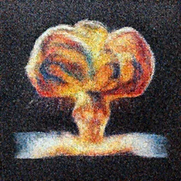 painting of an Atomic explosion visible from space, colourful explosion, vivid colours, matte black paper, ultra detailed