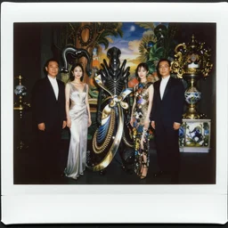 instax still frame of Faceless Void from Alien and Prometheus by Guo Jian and Yue Minjun featured in Vogue editorial fashion photography, haute couture dressed by Givenchy and Salvatore Ferragamo painted by Andrea Pozzo, in lush metal and porcelain by