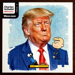 donald trump, a jigsaw puzzle by charles schulz, behance contest winner, naive art, official art, colorized, digitally enhanced