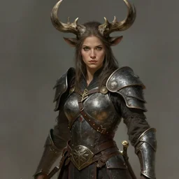 fantasy portrait of a kind female Minotaur warrior, concept art, soft lighting