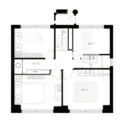 gallery floor plan, black and white