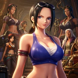 a photo of nico robin, fine details, radiant highlights, realistic shaded lighting poster by ilya kuvshinov, katsuhiro, artgerm, jeremy lipkin, michael garmash, nixeu, unreal engine 5, radiant light, detailed and intricate environment