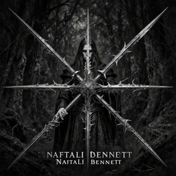 naftali bennett as a high detailed black metal album cover