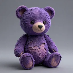 a beautiful detailed 3d matte painting of a teddy bear, ominous, magical realism, texture, intricate, purple torn fabric, radiant colors, fantasy, trending on artstation, volumetric lighting, micro details, 3d sculpture, ray tracing