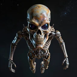 hyperrealistic mixed media portrait of a humanoid terminator floating in space, stunning 3d render inspired art by P. Craig Russell and Barry Windsor-Smith + perfect facial symmetry + dim volumetric lighting, 8k octane beautifully detailed render, post-processing, extremely hyperdetailed, intricate futuristic mechanic parts, epic composition, grim yet sparkling atmosphere, cinematic lighting + masterpiece, trending on artstation