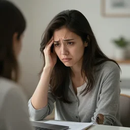 mom with very disappointed look after she sees what you generated on stablediffusion