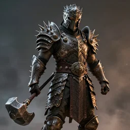 warrior with spiky armour and a mace, highly detailed, dramatic lighting, cinematic, 4k