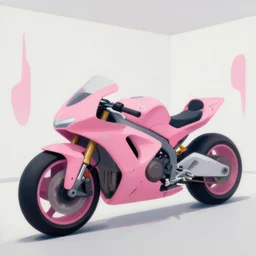 a futuristic pink motorbike in a white room. organic painting, matte painting, bold shapes, hard edges, trending on artstation, by huang guangjian and sachin teng