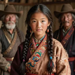 detailed ultrarealistic photography front medium shot of fantasy ethnic rustic tibetan girl leyendecker, norman rockwell, greg rutkowski, jim henson artstation cinematic, vray game of thrones, lord of the rings
