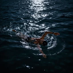 a swim in the sea at night