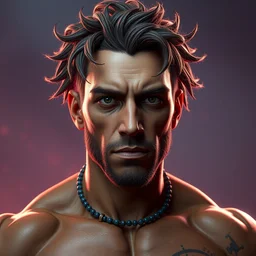 glowwave portrait of curly hair muscular man from borderlands 3, au naturel, hyper detailed, digital art, trending in artstation, cinematic lighting, studio quality, smooth render, unreal engine 5 rendered, octane rendered, art style by klimt and nixeu and ian sprigger and wlop and krenz cushart.
