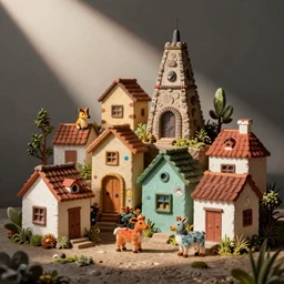 adorable tiny village houses & cute animals by rufino tamayo