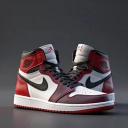 3D render of mid height air jordan sneakers designed by the joker, cinematic, studio lighting, award winning, highly detailed, 4k, hd, sharp