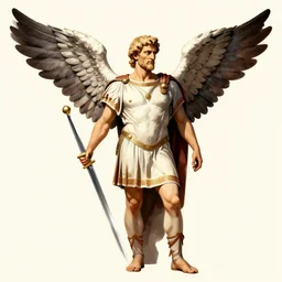 illustration of julius caesar with wings and sword