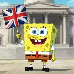 spongebob squarepants protests against the british government at trafalgar square