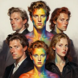close up sci - fi duncan trussell family poster, rainbow skin, elegant, highly detailed, centered, digital painting, smooth, sharp focus, illustration, artgerm, tomasz alen kopera, peter mohrbacher, donato giancola, joseph christian leyendecker, wlop, frank frazetta