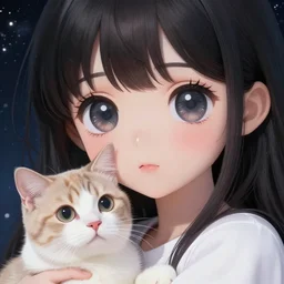 a fantastic cosmic entity with big and cute eyes, holding a cat | | very anime, fine - face, realistic shaded perfect face, fine details. anime. realistic shaded lighting poster by ilya kuvshinov katsuhiro otomo ghost - in - the - shell, magali villeneuve, artgerm, jeremy lipkin and michael garmash, rob rey and kentaro miura style, trending on art station