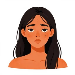 illustrated portrait of ugly woman with orange skin