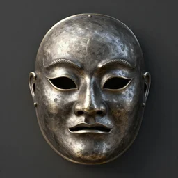 mask design, an ancient chinese metal mask, king of lanling, hyper realistic, render by maya
