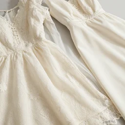 a still life of dresses, beautifully lit, lace textures, folds, medium closeup, shadows