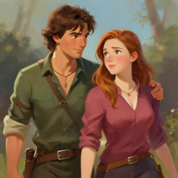 beautiful digital art painting style of percy jackson and annabeth chase