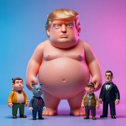 hyperrealistic rendering, fat smooth cronenberg flesh monster trump by donato giancola and greg rutkowski and wayne barlow and zdzisław beksinski, eyeballs, product photography, action figure, sofubi, studio lighting, colored gels, colored background