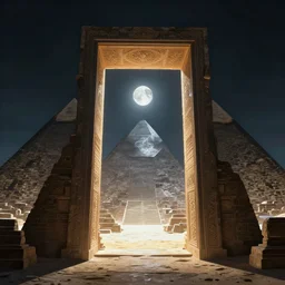 highly detailed environment concept alt art doorway moon symmetrical inside glowing portal in the pyramid finely detailed illustration animation key frame