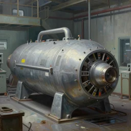 classic oil painting, closeup of a nuclear powered machine, as a dnd cover illustration, inside of an abandoned lab, ominous, concept art, extremely detailed, smooth, sharp focus, art by brothers hildebrandt