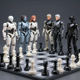 white and black cyborg chess pieces, by gaston bussiere, anna nikonova aka newmilky, greg rutkowski, yoji shinkawa, yoshitaka amano, tsutomu nihei, muira, moebius, donato giancola, trending on artstation, featured on pixiv h - 1 0 2 4