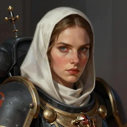 kate beckinsale  as Sister of Battle, warhammer 40k, closeup character portrait art by Donato Giancola, Craig Mullins, digital art, trending on artstation
