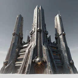 3 d sculpt of angular, spikey power station complex scifi digital movie camera brutalist industrial military building facade, halo, star wars, ilm, star citizen halo, mass effect, high tech industrial, artstation unreal