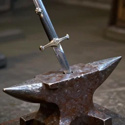 hyper detail, a sword impaled in an anvil, fantasy
