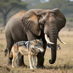 a wolf merged with an elephant, photomorph artwork, high quality,!! photorealistic
