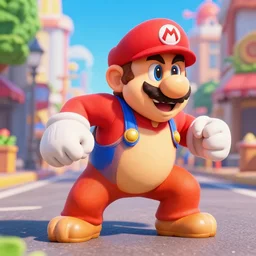 a beautiful photo of mario fighting donky kong in the street, ultimate octane render, 8 k
