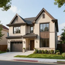 photograph of a terribly designed mcmansion