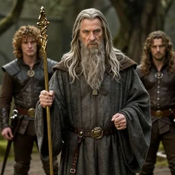Movie still of Gérard Depardieu as Gandalf in the Lord of the Rings in the Shire, fantasy, highly detailed, digital painting, artstation, concept art, sharp focus, illustration, art by Tony Sart and artgerm and randy vargas