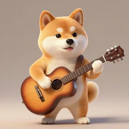 shiba inu man, anthropomorphic, Anthro, furry, plays guitar, Artstation