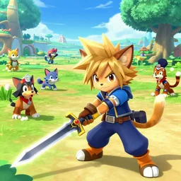 A leaked image of a Warrior cats world in Kingdom Hearts 4, Kingdom hearts worlds, Sora donald and Goofy exploring the world of Warrior cats, action rpg Video game, Sora wielding a keyblade, Disney inspired, cartoony shaders, rtx on