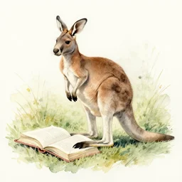 watercolor sketch of a story book kangaroo by Jean-Baptiste Monge