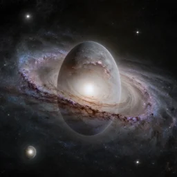 new photos taken by deep space satellite reveals the milky way galaxy orbits around a supermassive egg