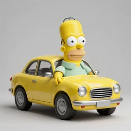 a car in homer simpsons shape, digital art, artgem, octane render, artstation, hasselblad photo, 4 k resolution, fashion design, biologigal, product photo