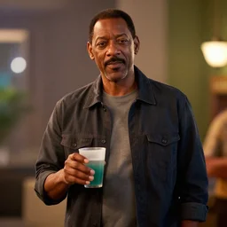 bill cosby holding a drink in the sims 4, movie still, cinematic lighting, dramatic, octane render, long lens, shallow depth of field, bokeh, anamorphic lens flare, 8 k, hyper detailed, 3 5 mm film grain