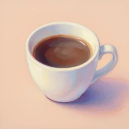 painting of a cup of coffee, pastel colors, uniform background, low details