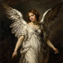 A masterpiece portrait of an angel by Rembrandt, dramatic lighting, oil on canvas