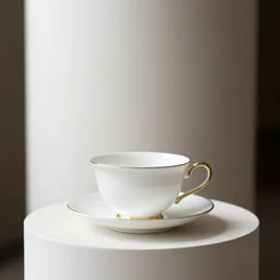 a teacup under a cylinder