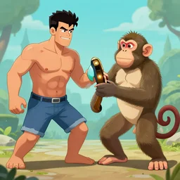 giga chad lose battle to monkey